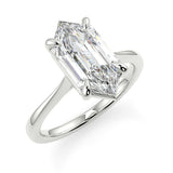 Destiny Hexagon Lab Diamond Engagement Ring with four prongs and tapered plain band