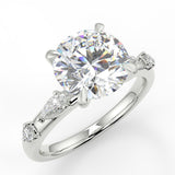 Autumn Round Cut lab diamond engagement ring with pear and round side stones