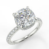 Daisie Cushion Lab Created Diamond Engagement Ring with reverse diamond seamless halo setting