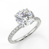 Gardenia Round cut lab diamond engagement ring with french pave band