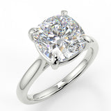 Iris Cushion Lab Created Diamond Engagement Ring set in a cathedral tapered plain white gold band