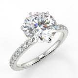Jade Round cut lab diamond engagement ring with 6 prongs and pave band