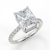 Marseille Elongated radiant cut centre stone with pave set lab grown diamonds