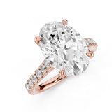 Noel Cathedral Oval Diamond Engagement RIng with French Pave setting Rose Gold