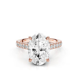 Noel Cathedral Oval Diamond Engagement RIng with French Pave setting Rose Gold