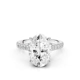 Noel Cathedral Oval Diamond Engagement RIng with French Pave setting White Gold