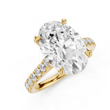 Noel Cathedral Oval Diamond Engagement RIng with French Pave setting Yellow Gold