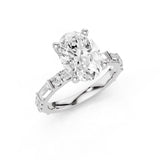 Ellie Oval Engagement Ring with baguettes and round accent stones white gold