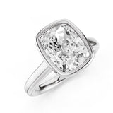 Riley Bezel Radiant Engagement Ring with hidden Halo and plain round band White Gold