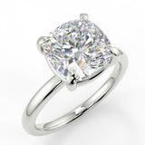 Selene Cushion Lab Created Diamond Engagement Ring on plain band