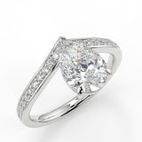 Tiara Pear lab diamont engagement ring with a V-shape design with bead setting accent diamonds