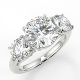 Tiffany Round cut lab diamond engagement ring with three stone gallery setting