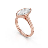 Chelsea Marquise Moissanite Bezel Ring  Rose Gold side