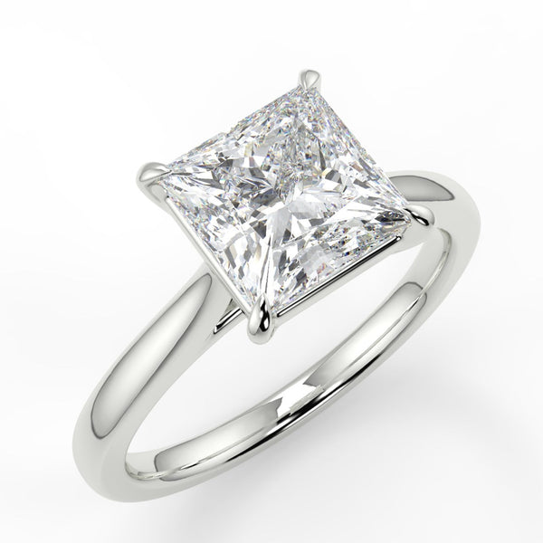 Ivana Princess Cut Lab Created Diamond Engagement Ring with cathedral setting and tapered round band