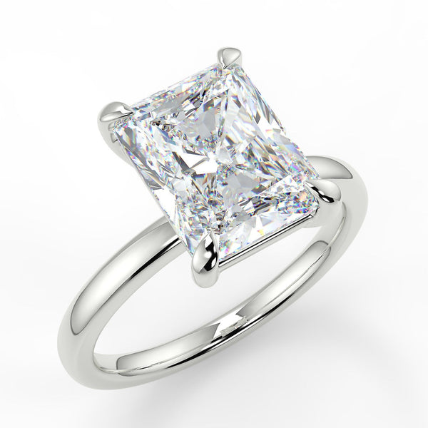 Jasmine Lab Created Diamond Engagement Ring on plain round gold band