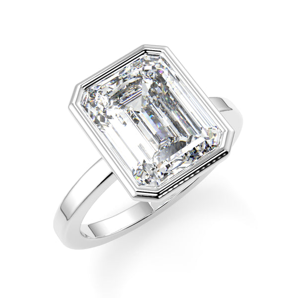 Emerald Bezel Lab diamond engagement ring
