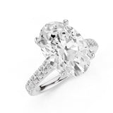 Noel Cathedral Oval Diamond Engagement RIng with French Pave setting White Gold 