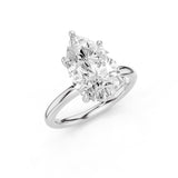 Audrey2 Pear Moissanite Engagement ring with plain band and non-cathedral reverse Halo White Gold 