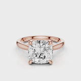 Iris Cushion Lab Created Diamond Engagement Ring set in a cathedral tapered plain white gold band video Rose Gold