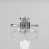 Destiny Hexagon Lab Diamond Engagement Ring with four prongs and tapered plain band 