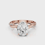 Joy Oval lab diamond engagement ring with four prongs and twisted band with franch pave video 