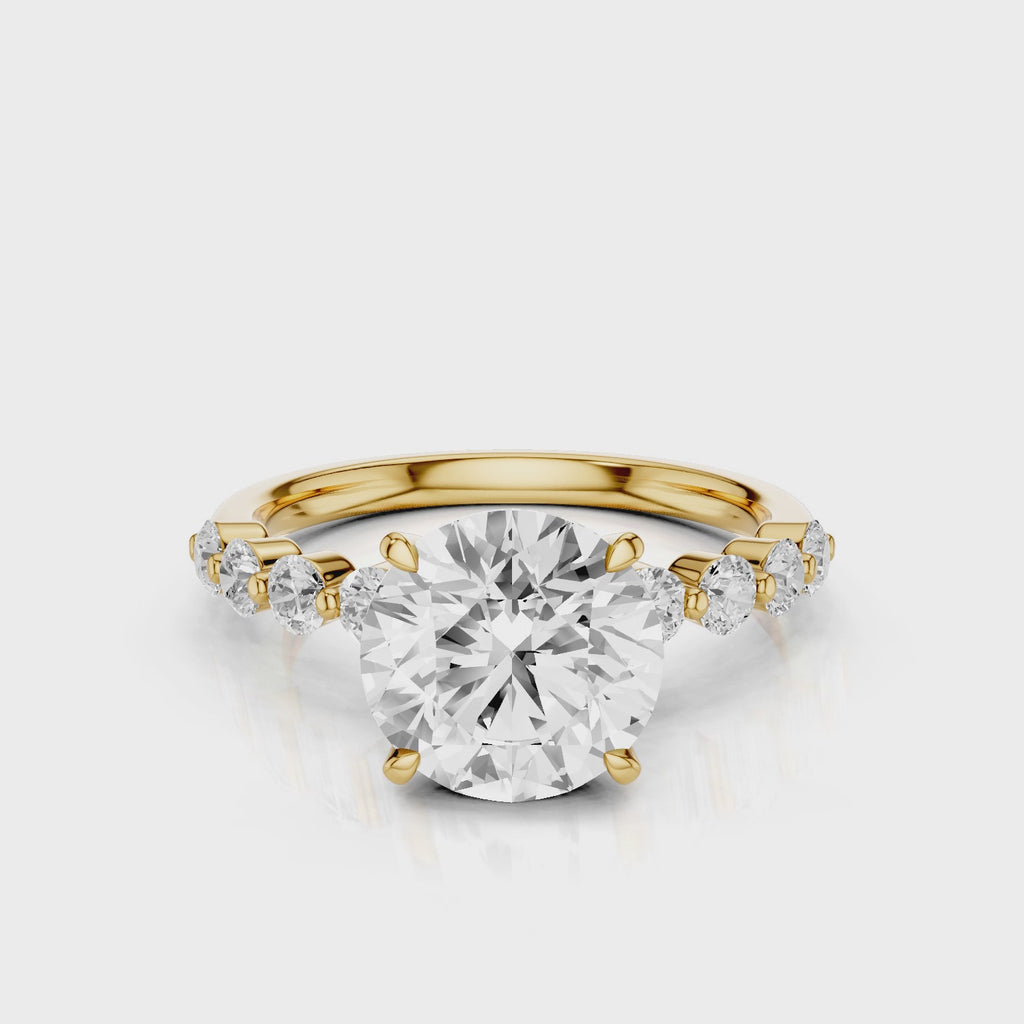 Raina Round lab diamond engagement ring with accent stones white gold Yellow Gold