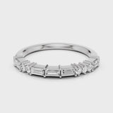 June Wedding band with baguettes and round accent stones White Gold