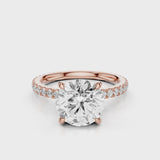 Atlas Round lab diamond Engagement Ring with Pave band and four prongs  Rose Gold 