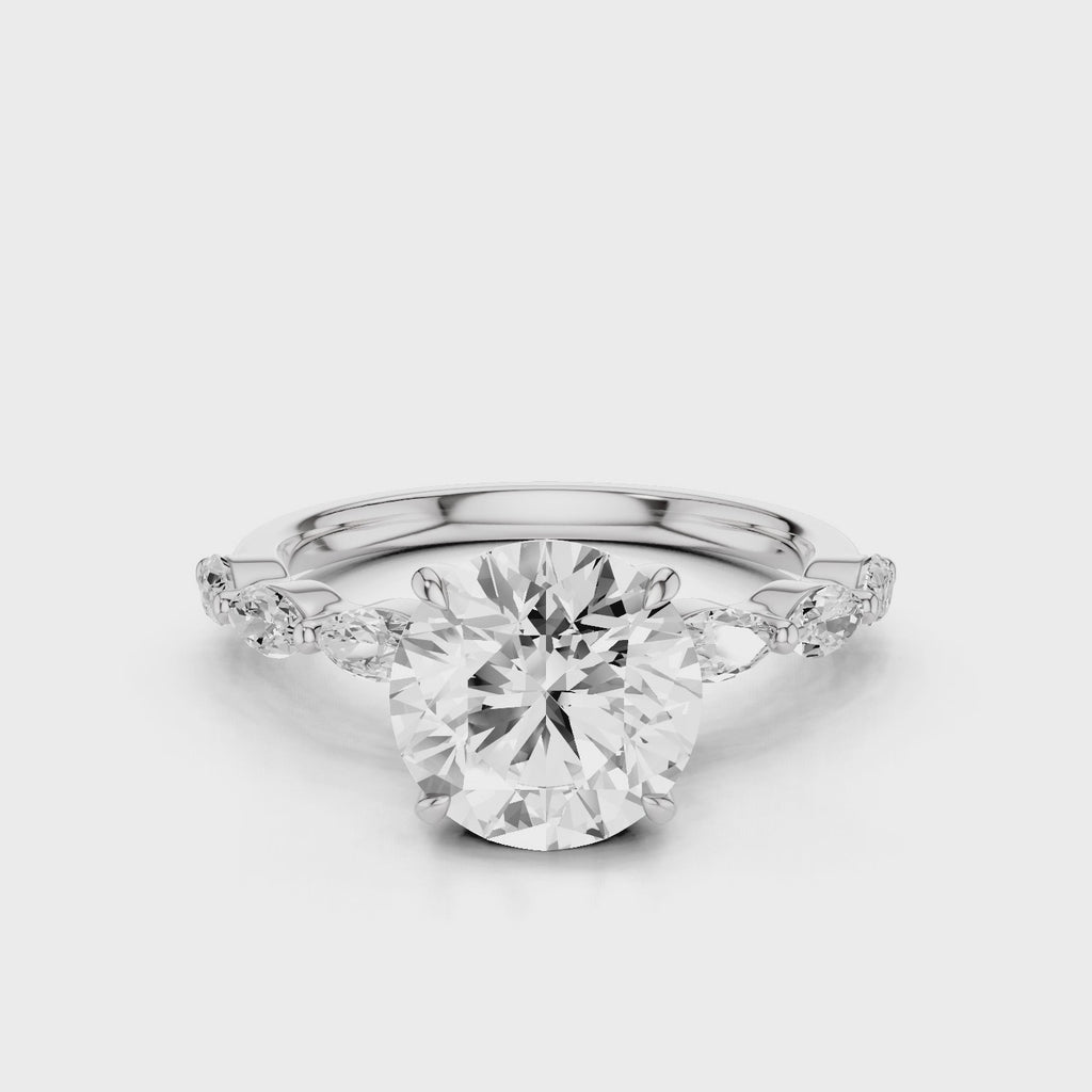 Ariana Lab Diamond Round engagement ring with accent stones White Gold