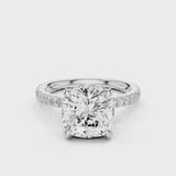 Daisie Cushion Lab Created Diamond Engagement Ring with reverse diamond seamless halo setting video White Gold