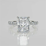 Aria Radiant lab diamond engagement ring. With accent stones round and hidden halo video 