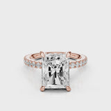 Olivia Radiant lab diamond engagement ring with pave band and reverse seamless halo video Rose Gold