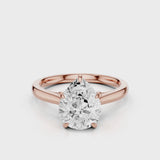 Thalia pear lab diamond engagement ring with Cathedral shank and plain tapered gold band video Rose Gold