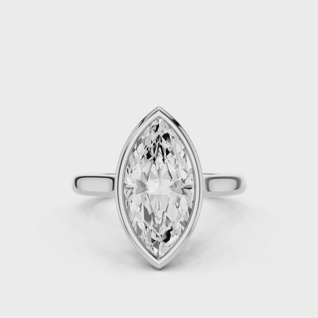 Chelsea Marquise Moissanite Bezel Ring White Gold
