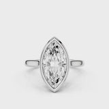 Chelsea Marquise Moissanite Bezel Ring White Gold