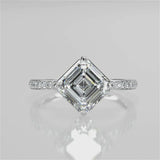 Pietra Assher Cut Lab Created Diamond Engagement Ring with cathedral setting and french pave band video 