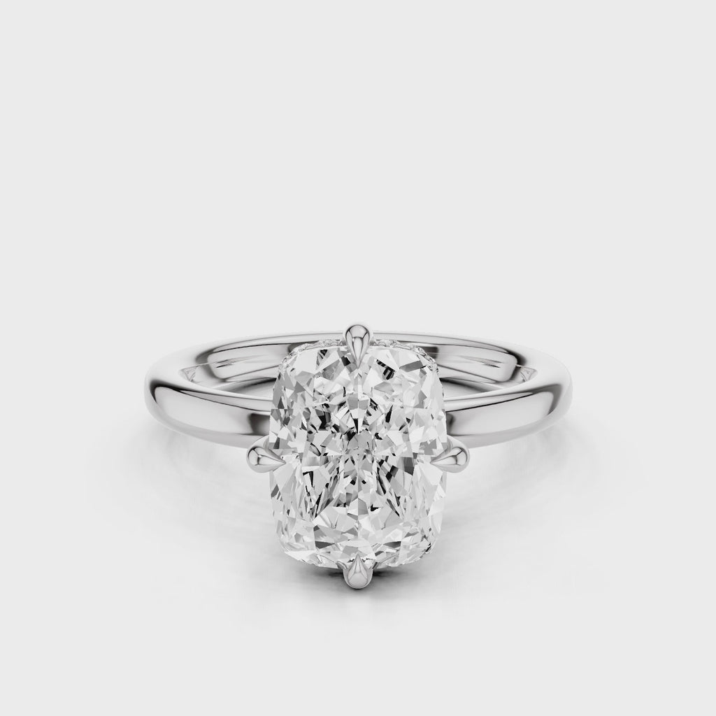 Destin Plain Elongated Cushion Cut White Gold with plain band