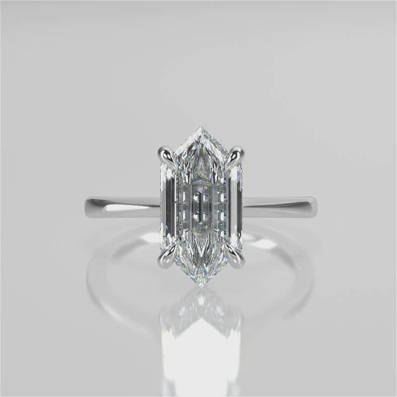 Hope Hexagon Lab Diamond engagement ring with hidden halo and white gold band