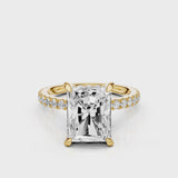 Olivia Radiant lab diamond engagement ring with pave band and reverse seamless halo video Yellow Gold