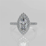 Miranda Marquise Lab Created Diamond Engagement Ring with halo setting and french pave band