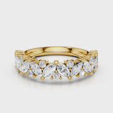 Liana wedding band alternating marquise and round lab diamonds eternity band. Yellow Gold