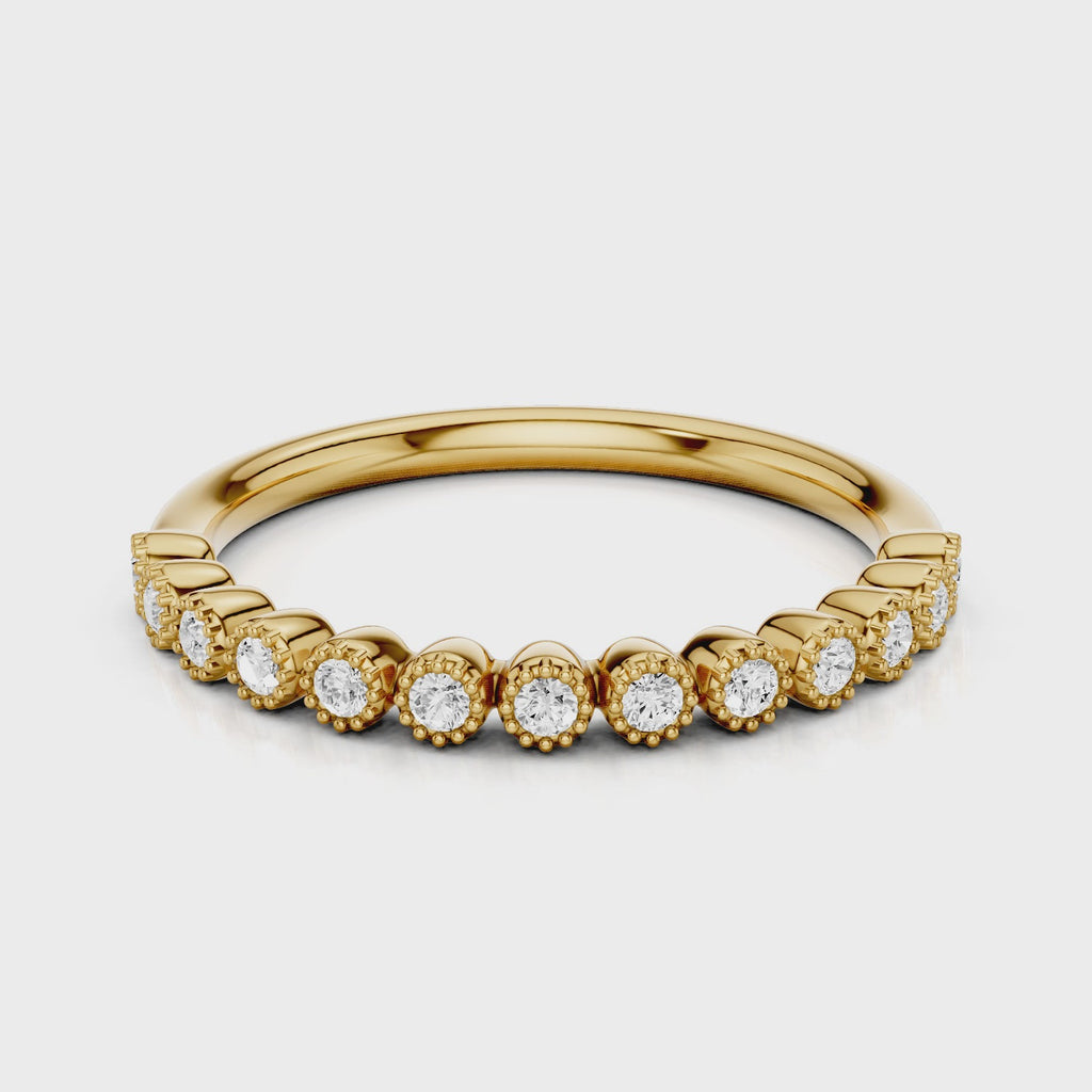 Solely round accent stones wedding band  Yellow Gold