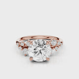 Vega Round cut lab diamond engagement ring with four prongs and Round accent diamonds video  Rose Gold
