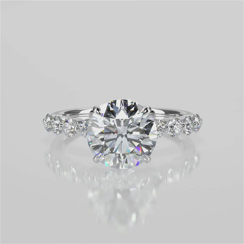 Raina Round lab diamond engagement ring with accent stones white gold