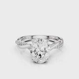 Joy Oval lab diamond engagement ring with four prongs and twisted band with franch pave video 