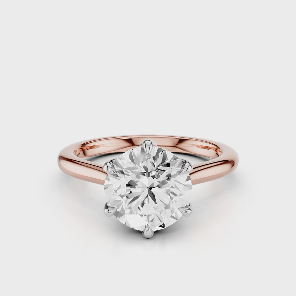 Round Stone Tulip Cathedral 2 Tone Engagement Ring Rose Gold