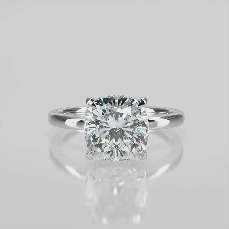 Daphne Cushion cut plain round band engagement ring video 