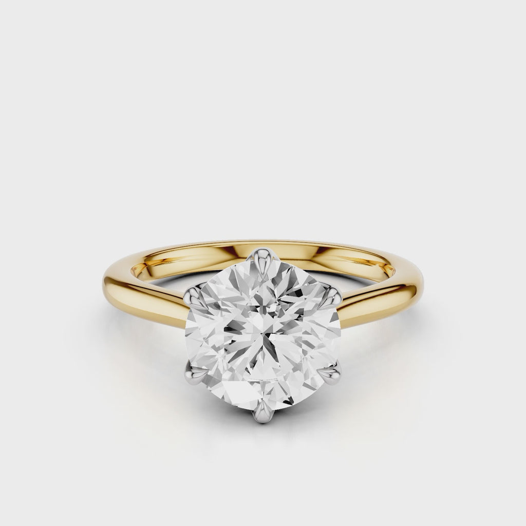 Round Stone Tulip Cathedral 2 Tone Engagement Ring Yellow Gold