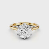 Round Stone Tulip Cathedral 2 Tone Engagement Ring Yellow Gold