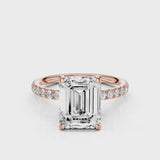 Alya Emerald Engagement Ring with accent round stone band Rose Gold 